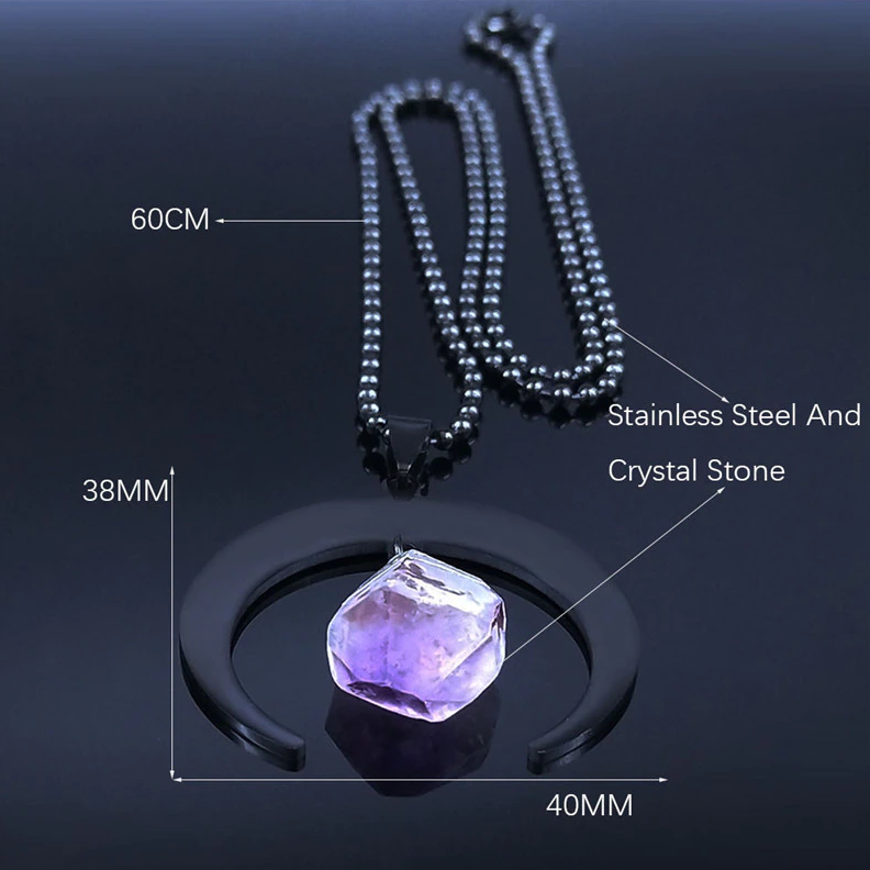 The Moon Stone Stainless Steel Necklace