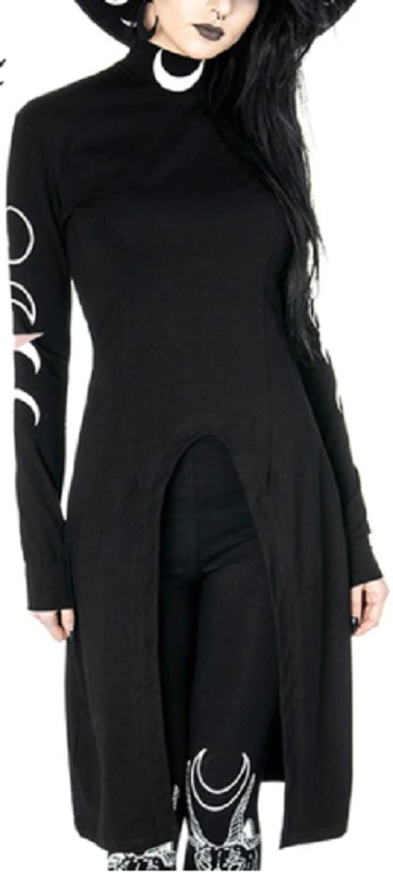 Moon Phases Black Turtle Neck Dress