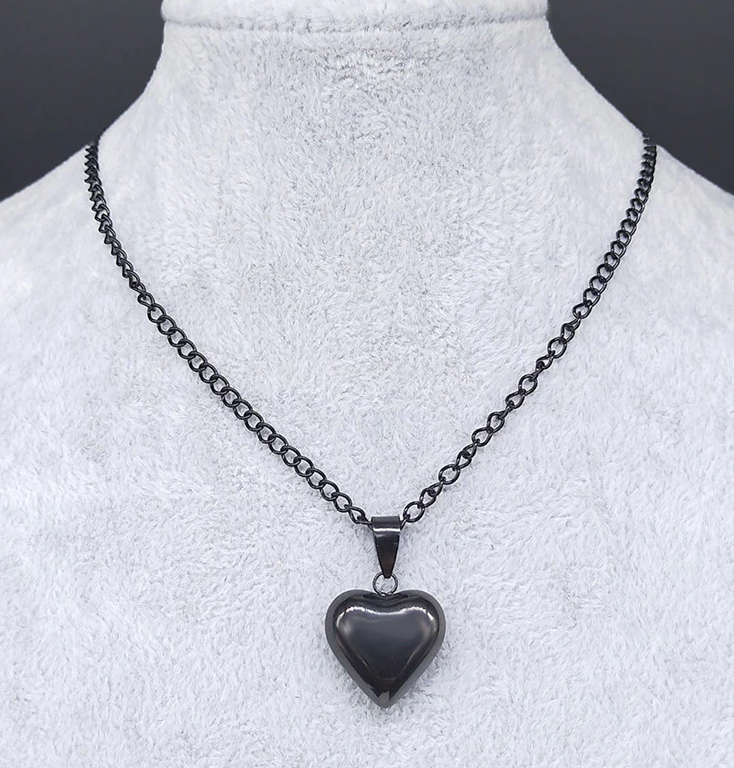 The Black Heart Stainless Steel Necklace