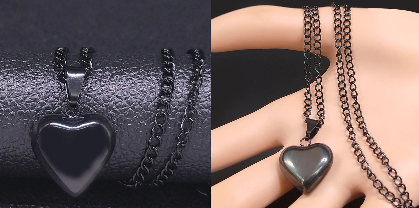 The Black Heart Stainless Steel Necklace