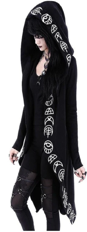 Witch Moon Long Loose Sleeve Hooded Sweatshirt