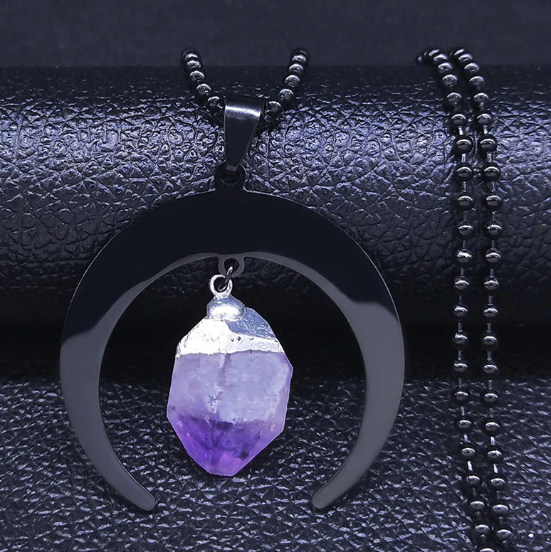 The Moon Stone Stainless Steel Necklace