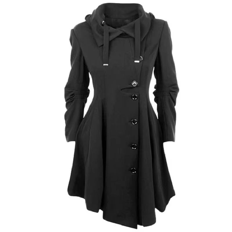 Gothic Black Long Medieval Style Trench Coat