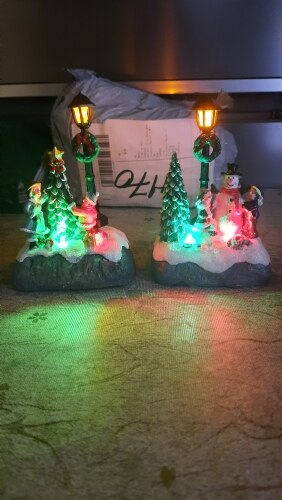 2pc Set Lighted Christmas Ornament Tabletop Decorations