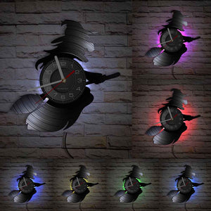 LED Flying Witch Wall Clock
