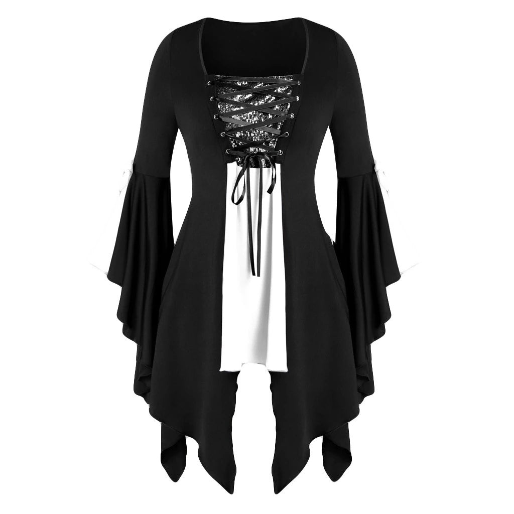 Plus Size Sequined Gothic Tunic Shirt