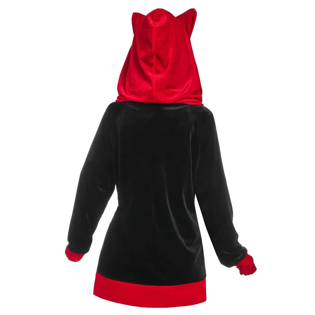 Zip Up Long Sleeve Cat Ears Hooded Sweatshirt