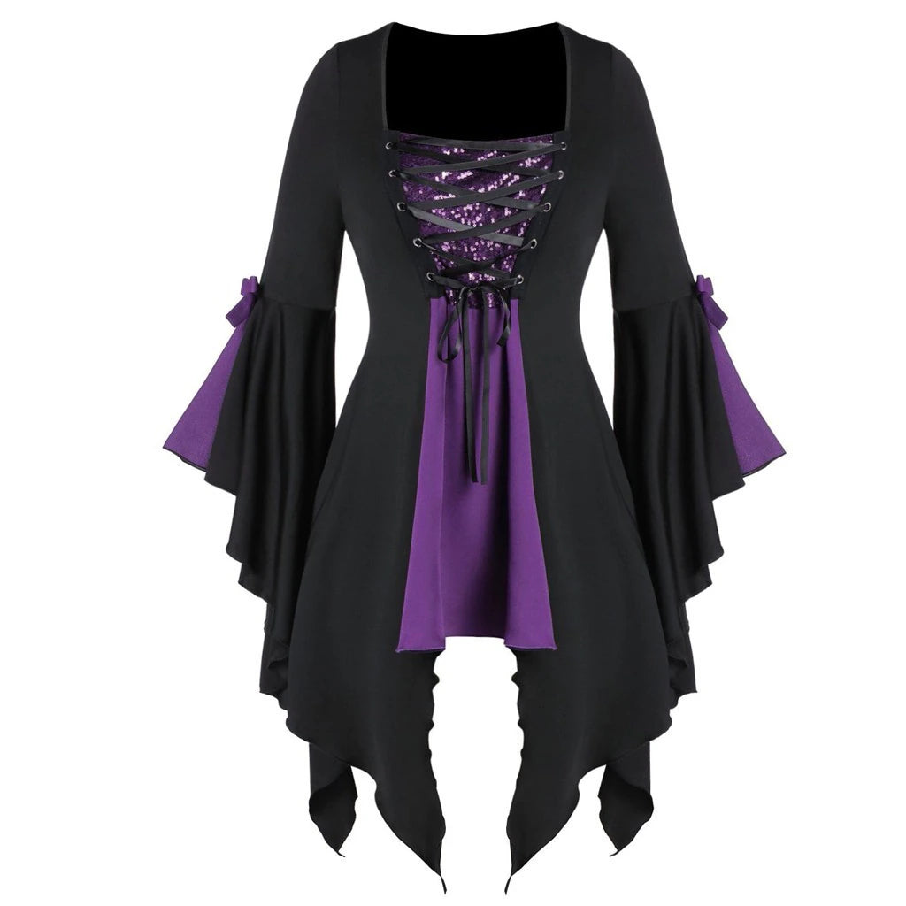 Plus Size Sequined Gothic Tunic Shirt