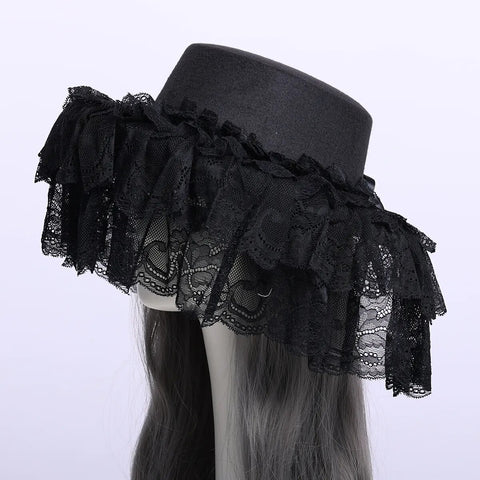 Gothic Lace Black Hat