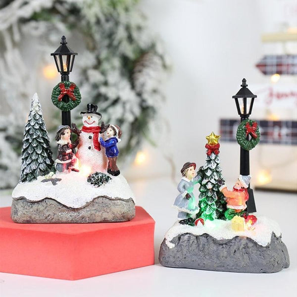 2pc Set Lighted Christmas Ornament Tabletop Decorations