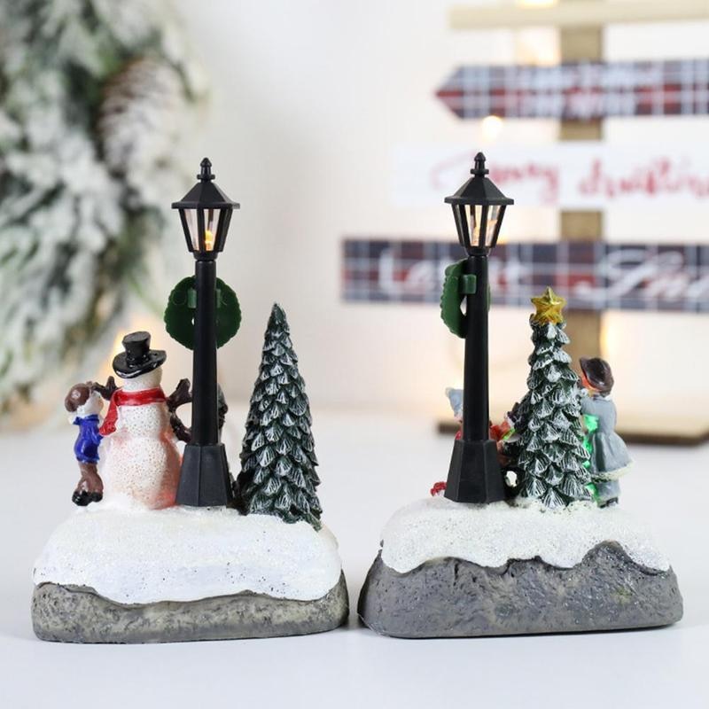 2pc Set Lighted Christmas Ornament Tabletop Decorations
