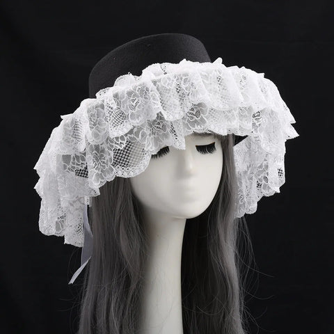 Gothic Lace Black Hat