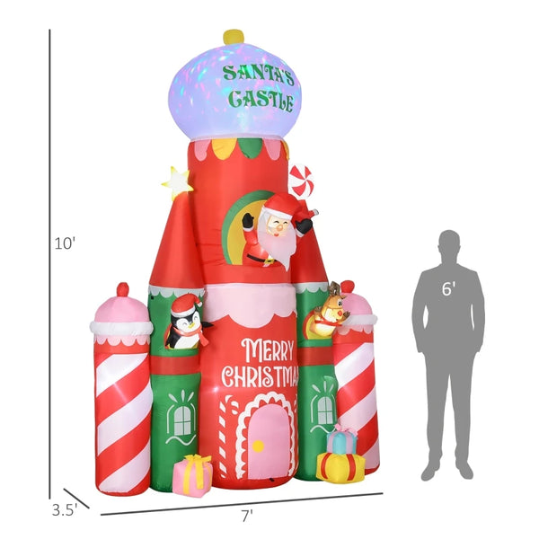 10 ft Christmas Santa's Castle LED Inflatable Decoration