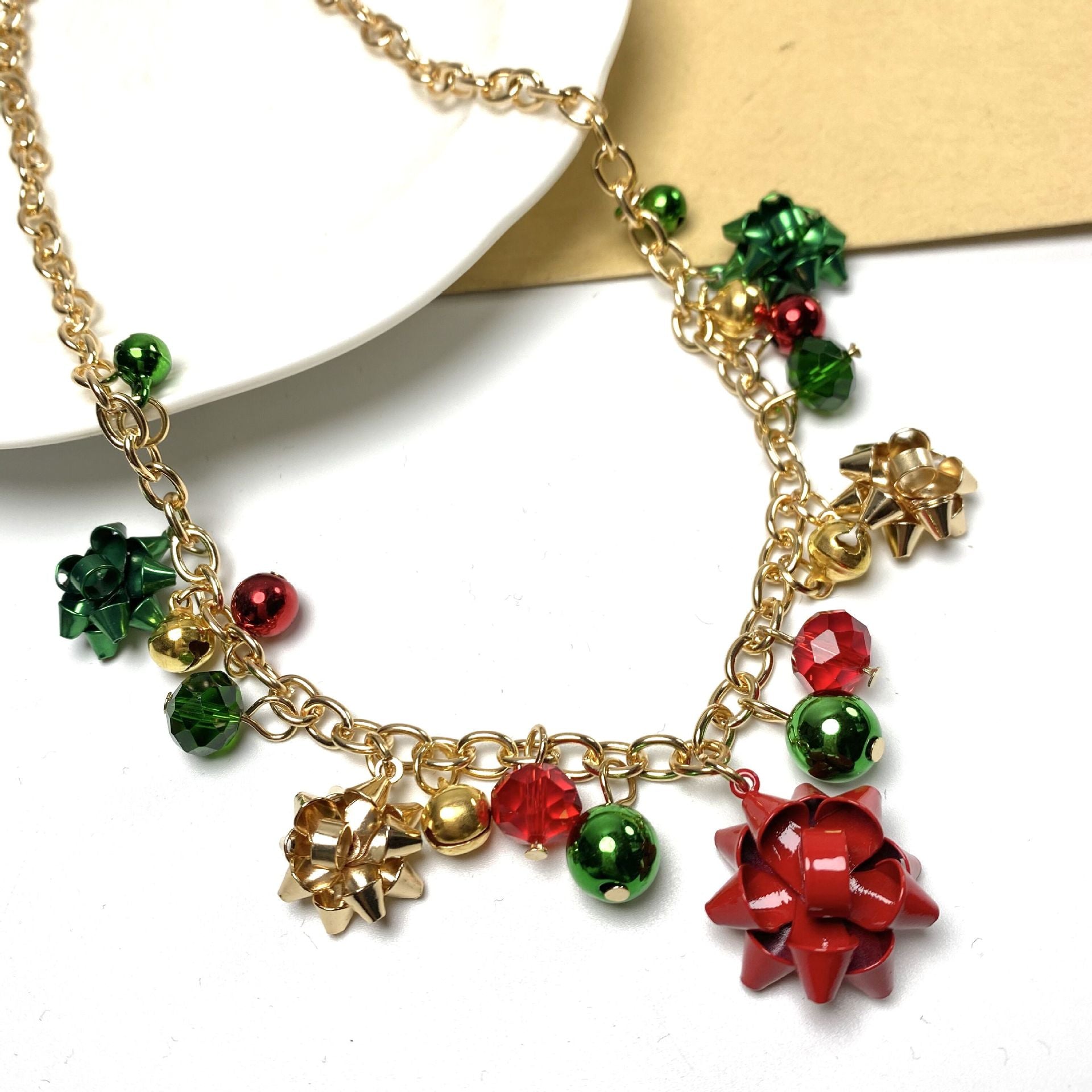 Christmas Time Present Bow Pendant Necklace
