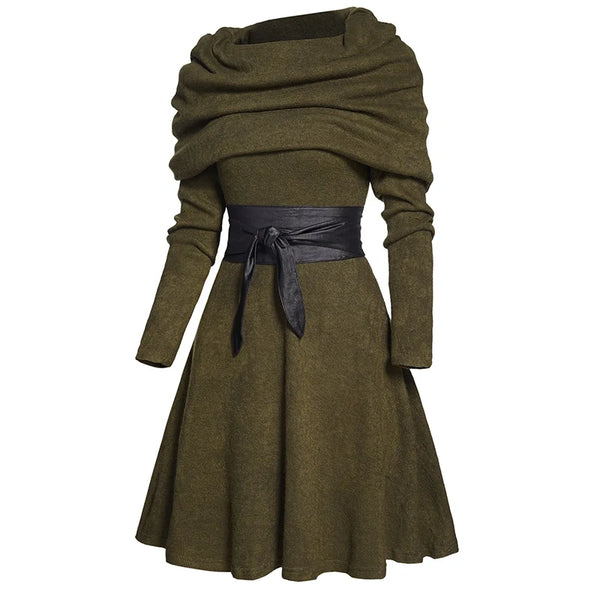 Long Sleeve with Belt Robe Dress
