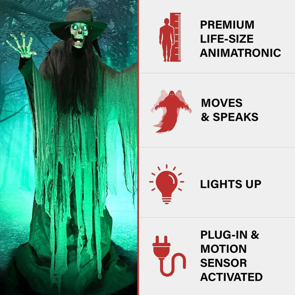 7.5 Feet Motion Activated Animatronic Talking Witch Halloween Prop