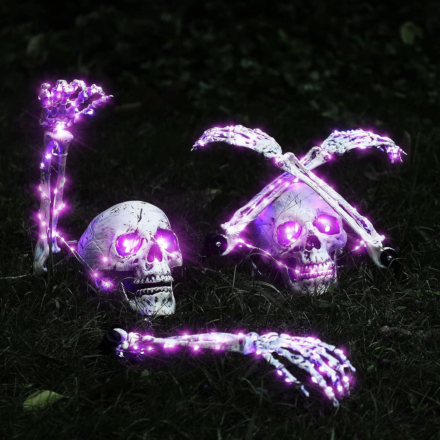 LED Lights 3pc Halloween Skull Yard Decoration