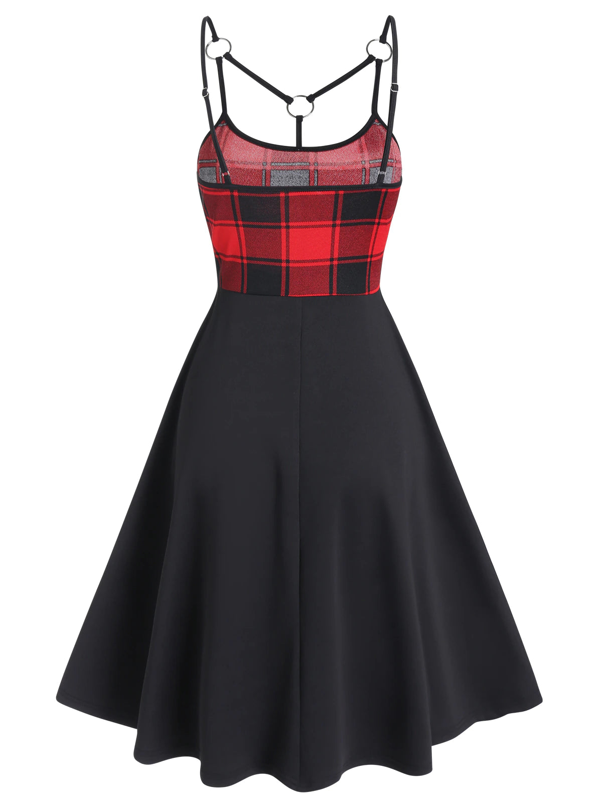 Plaid Panel Crisscross Mini Dress