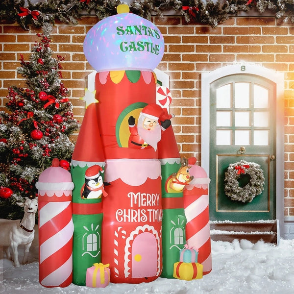 10 ft Christmas Santa's Castle LED Inflatable Decoration