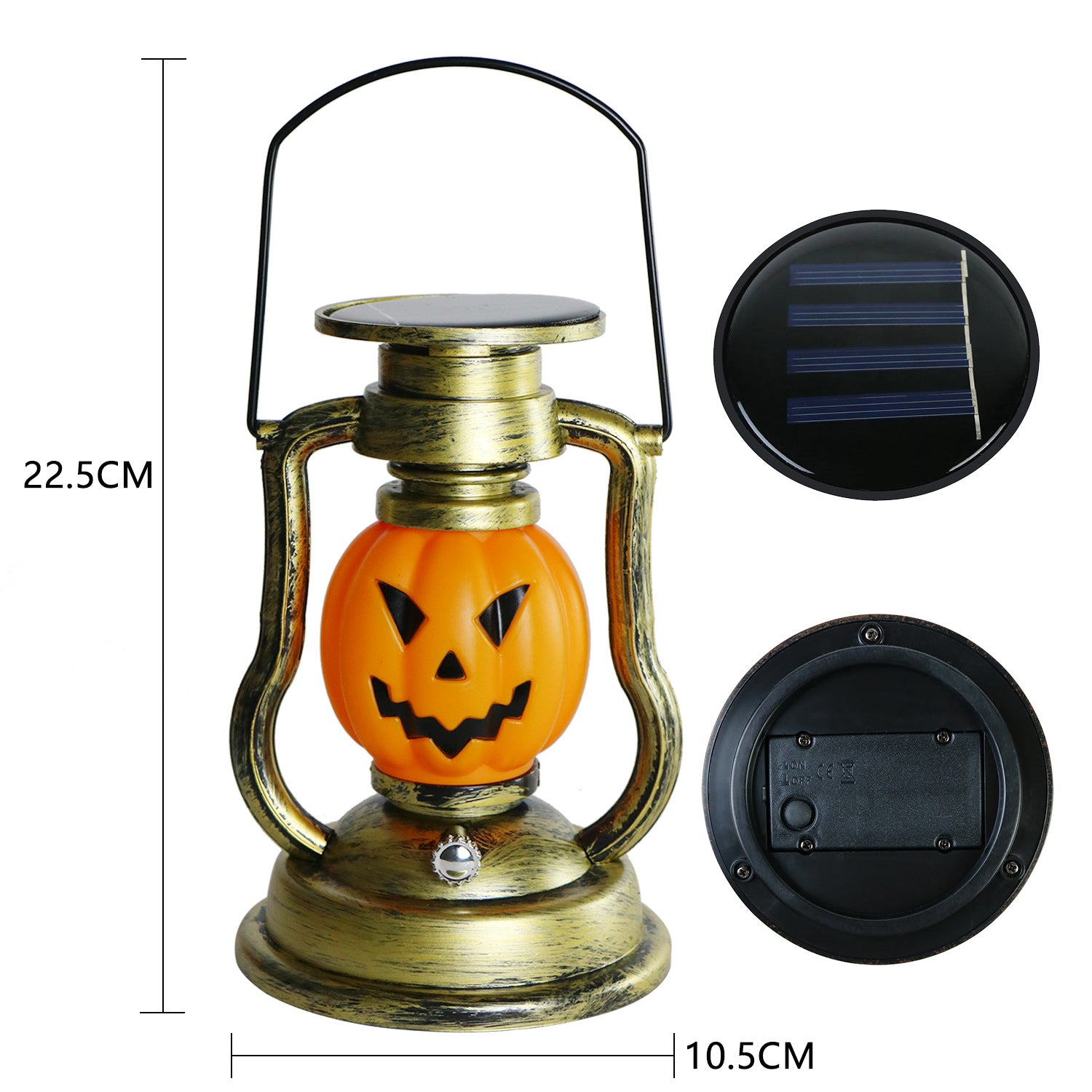 3pc Set Outdoor Solar Hanging Pumpkin Lanterns