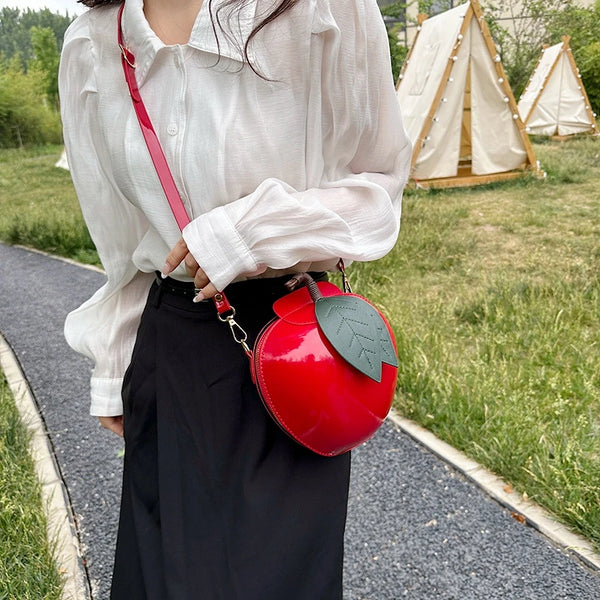 Round Watermelon/Apple Fruit Purse Shoulder Handbag