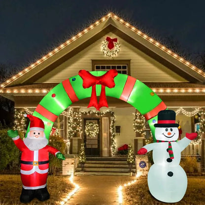 12ft Arch Giant Santa and Snowman Lighted Christmas Inflatable