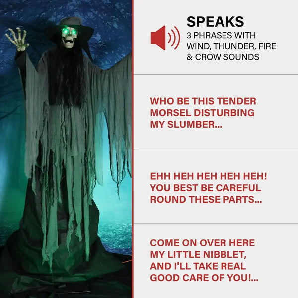 7.5 Feet Motion Activated Animatronic Talking Witch Halloween Prop