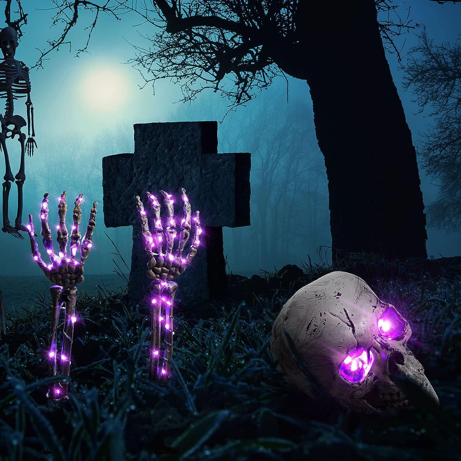 LED Lights 3pc Halloween Skull Yard Decoration