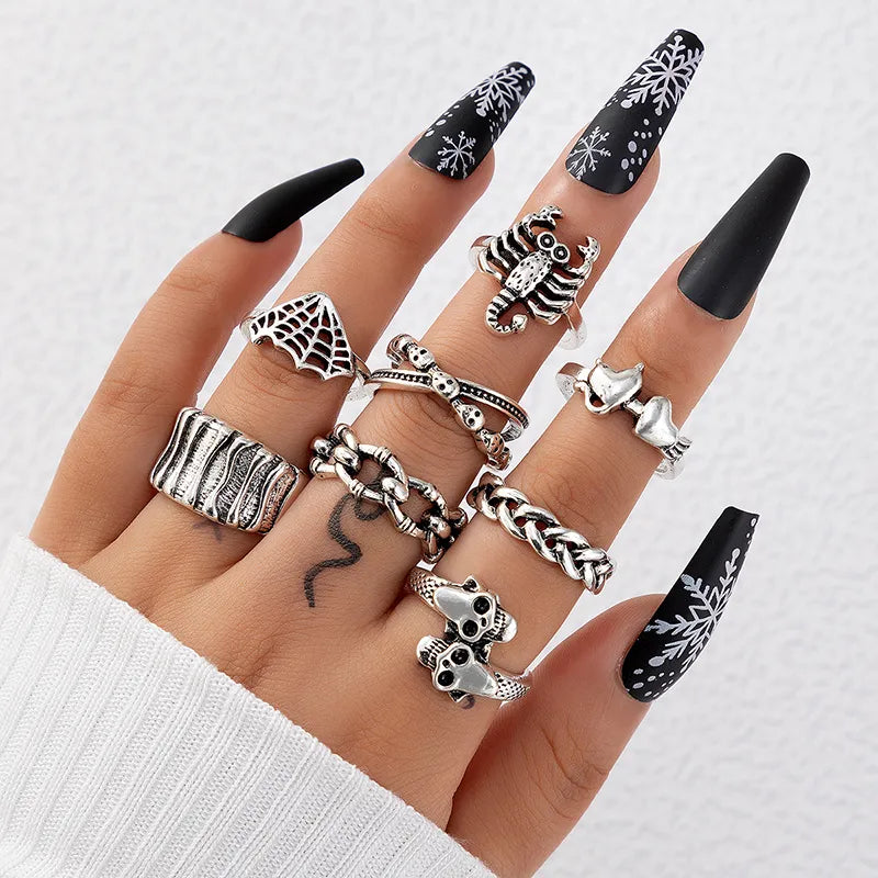 8pc Gothic Style Rings