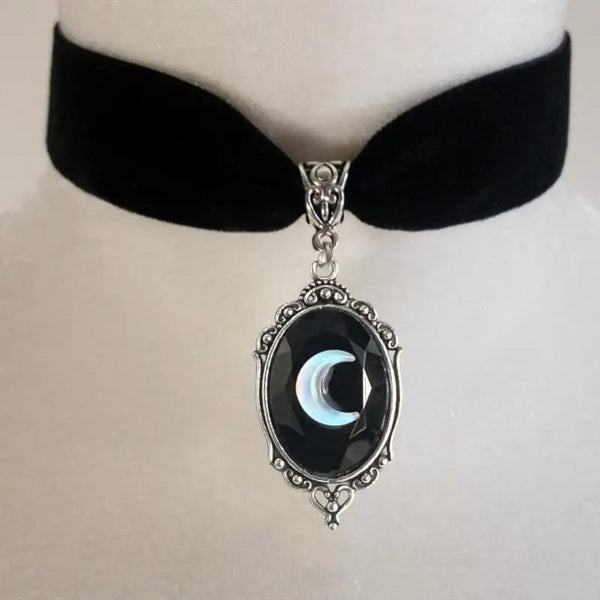 Moon Pendant Choker Necklace