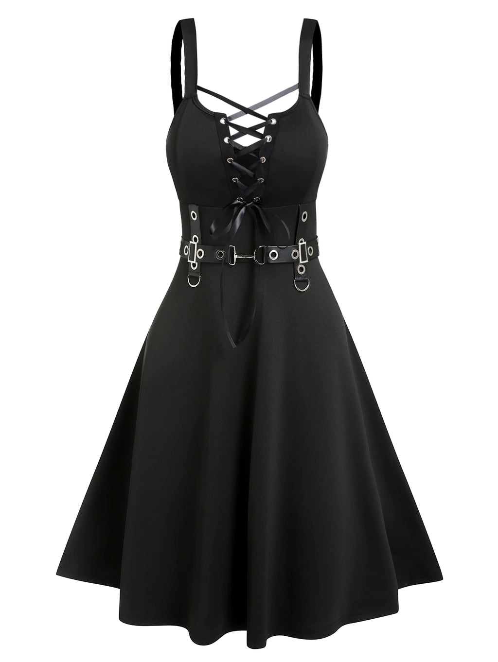 Lace Up Sleeveless Dress