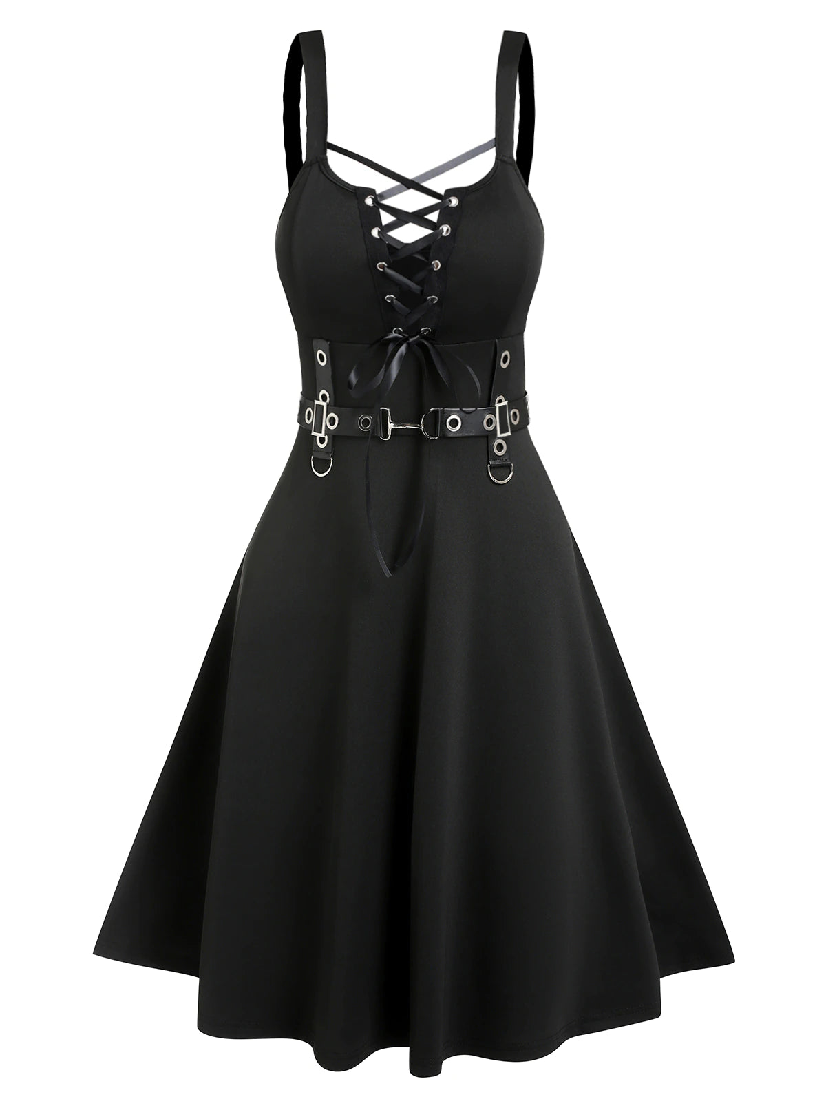 Lace Up Sleeveless Dress