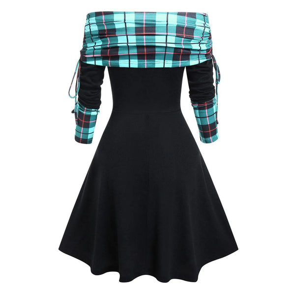 Off The Shoulder Long Sleeve Flare Dress