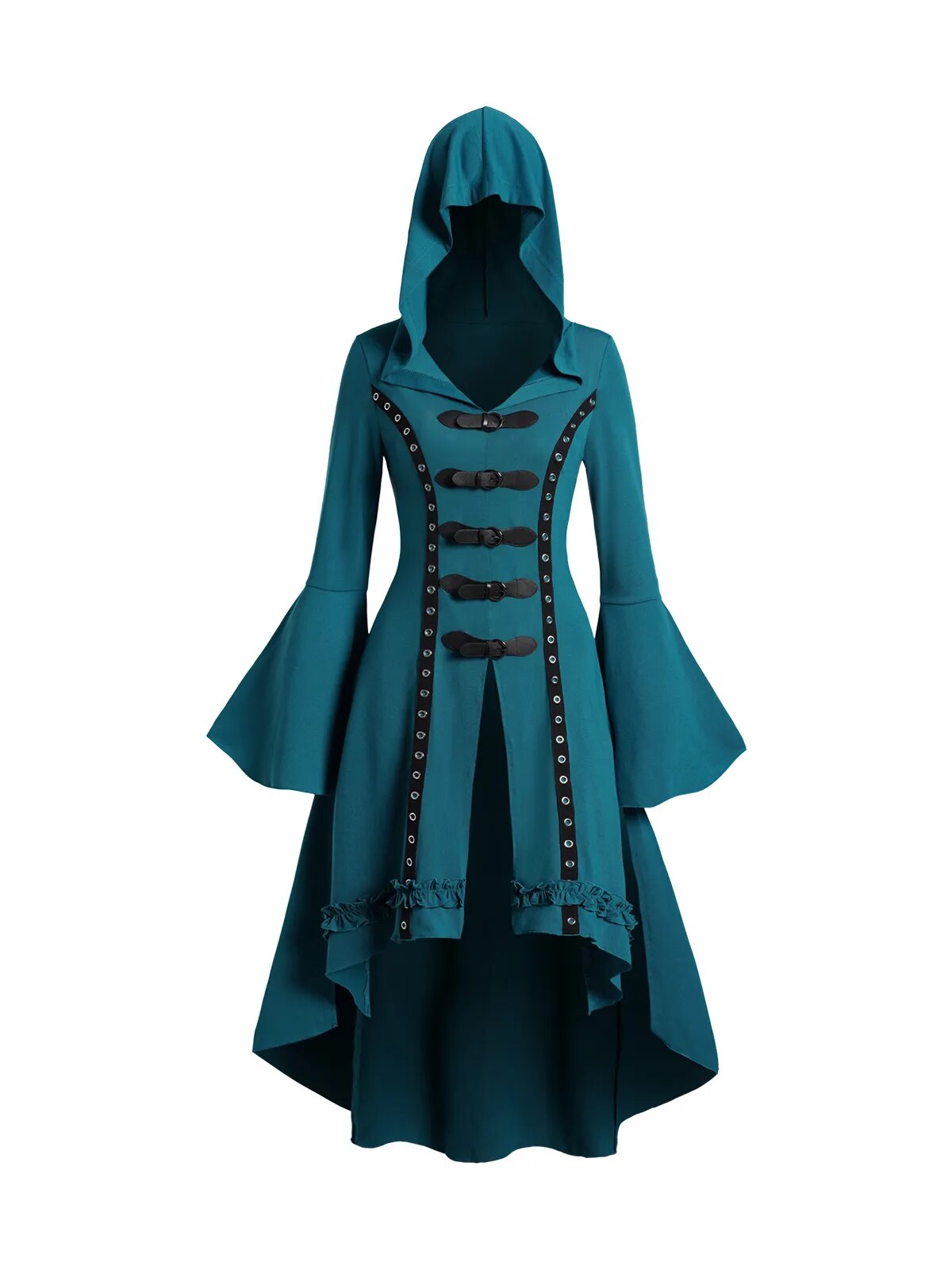 Flare Long Sleeve Buckle Dress
