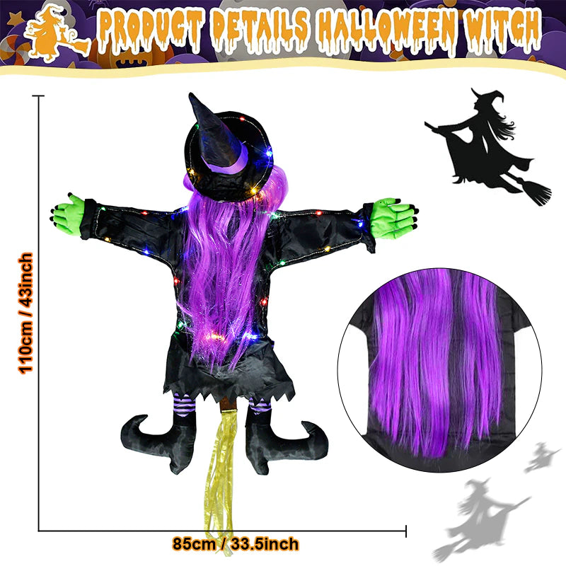 LED Lights Tree Crashing Witch Decoration