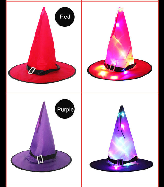 4pc Set LED Witch Hat Hanging Decorations