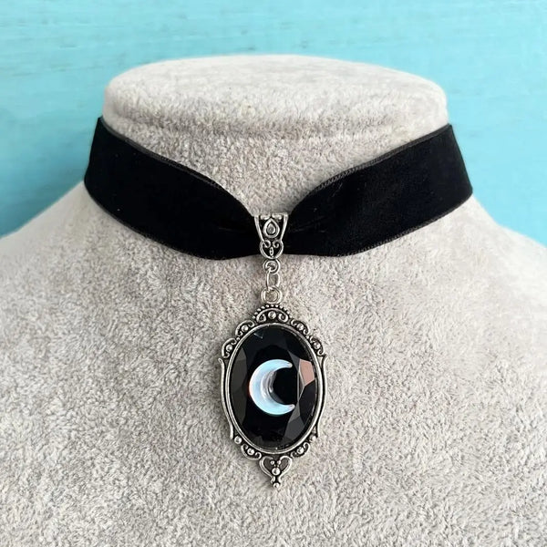 Moon Pendant Choker Necklace