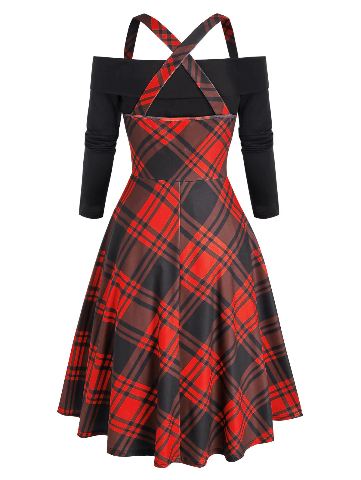 Plaid Lace Up High Low Dress