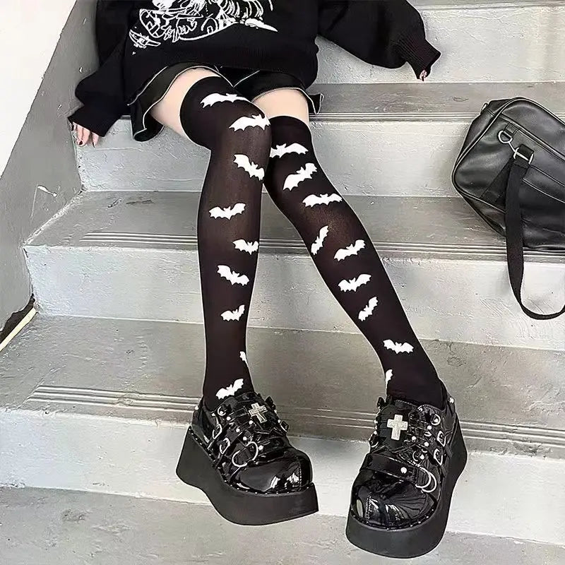 One Size Thigh High Long Bats Socks