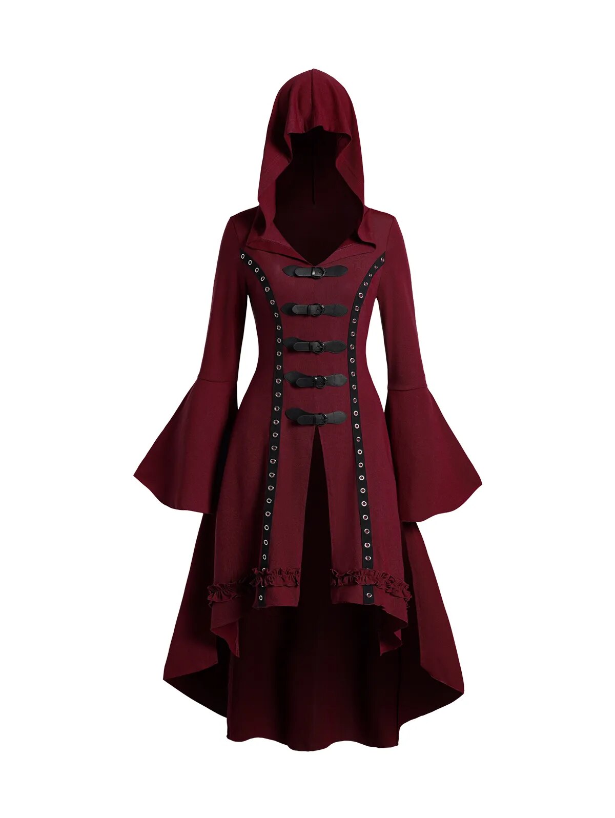 Flare Long Sleeve Buckle Dress