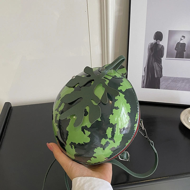 Round Watermelon/Apple Fruit Purse Shoulder Handbag