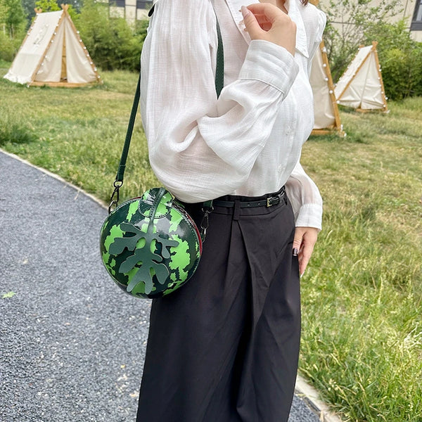 Round Watermelon/Apple Fruit Purse Shoulder Handbag