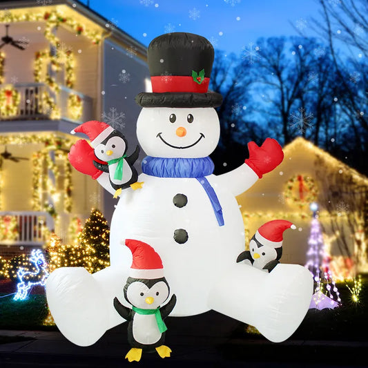 7ft Snowman Penguins LED Inflatable Decoration