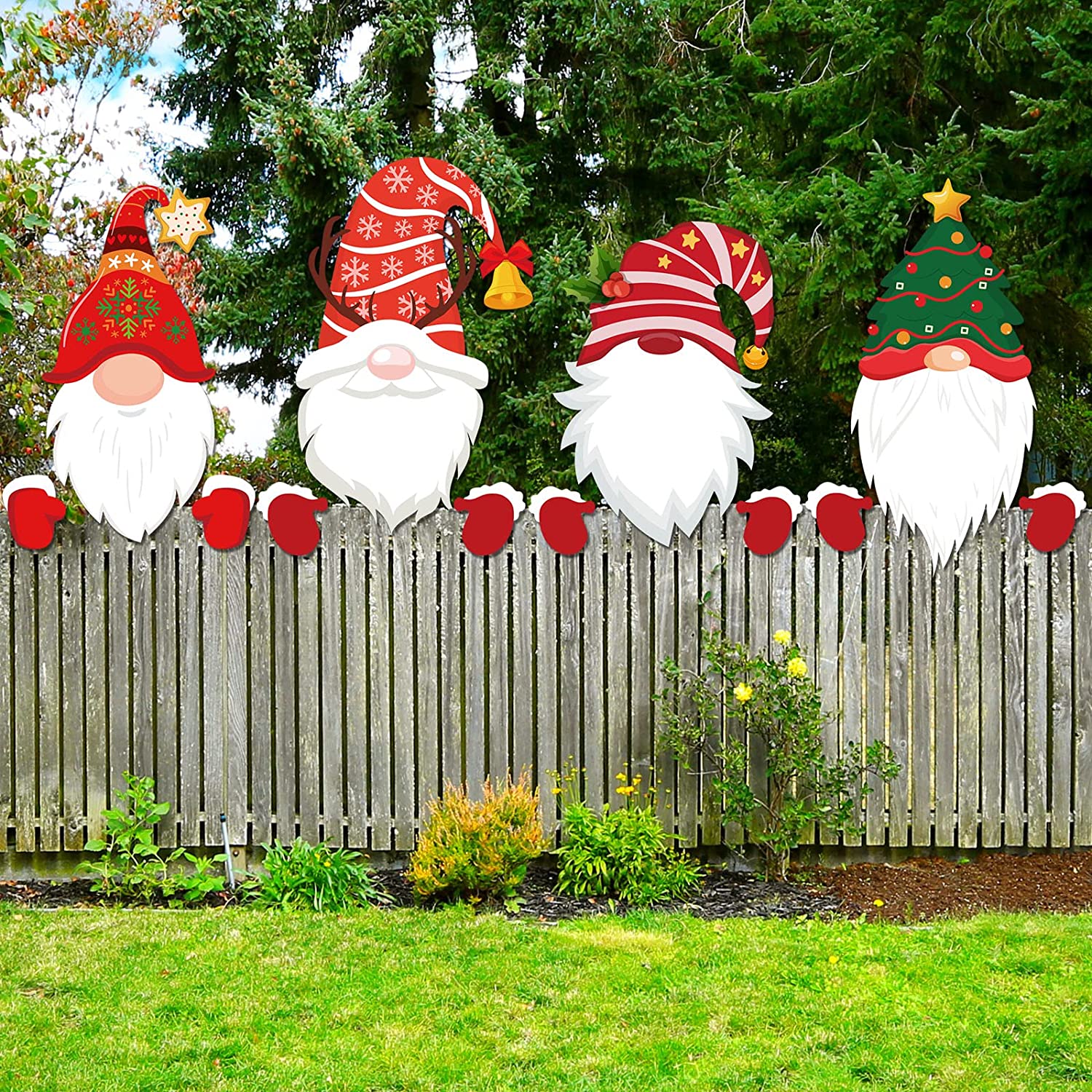 4Pcs Santa Peepers Christmas Outdoor Decoration