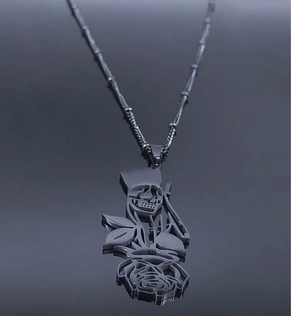 Skull Rose  Stainless Steel Necklace