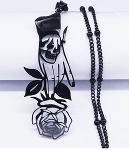 Skull Rose  Stainless Steel Necklace
