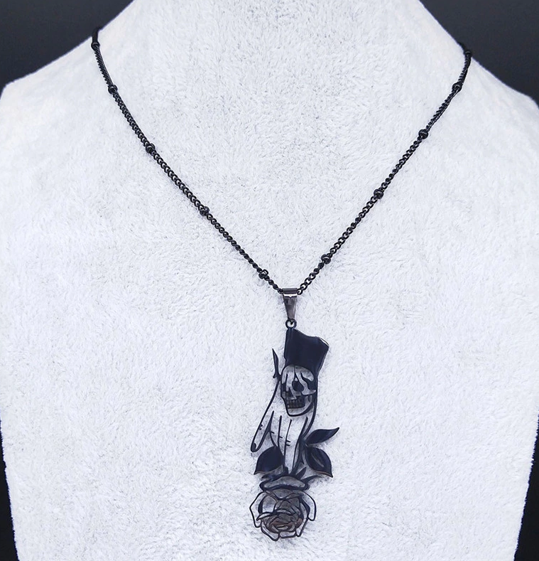 Skull Rose  Stainless Steel Necklace