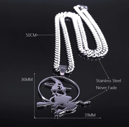 Witch Broom  Stainless Steel Necklace