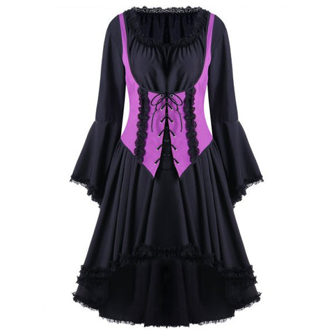 Halloween Two Tone Lace Up Cocktail Dress Violet Rose