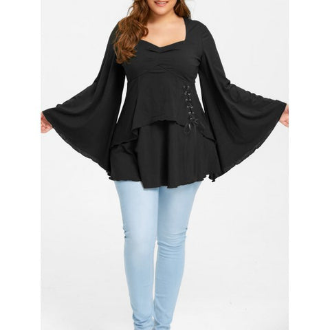 Lace Up Sweetheart Neck Gothic Top